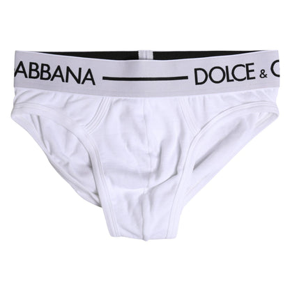 Dolce & Gabbana White Cotton Stretch Regular Brief Underwear