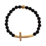 Nialaya Gold Plated Sterling Bracelet with CZ Diamond Cross Bracelet Nialaya Wheat