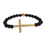 Nialaya Gold Plated Sterling Bracelet with CZ Diamond Cross Bracelet Nialaya Dark Slate Gray