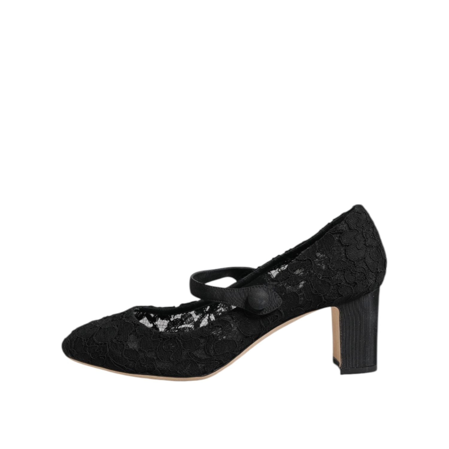 Dolce & Gabbana Black Mary Jane Taormina Lace Pumps Shoes