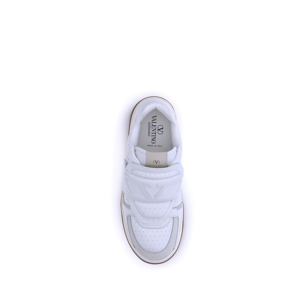 Valentino Garavani White Calf Leather Bos Taurus Athletic Sneakers