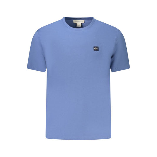Calvin Klein Blue Cotton Men T-Shirt with crew neck and logo, perfect for modern trendsetters seeking style and comfort.