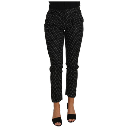 Dolce & Gabbana Black Dress Polka Dot Cropped Straight Pants Jeans & Pants