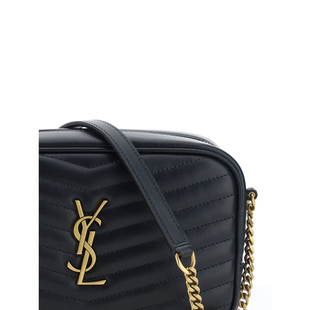 Saint Laurent Black Calf Leather Bos Taurus Shoulder Bag with quilted design and YSL plaque