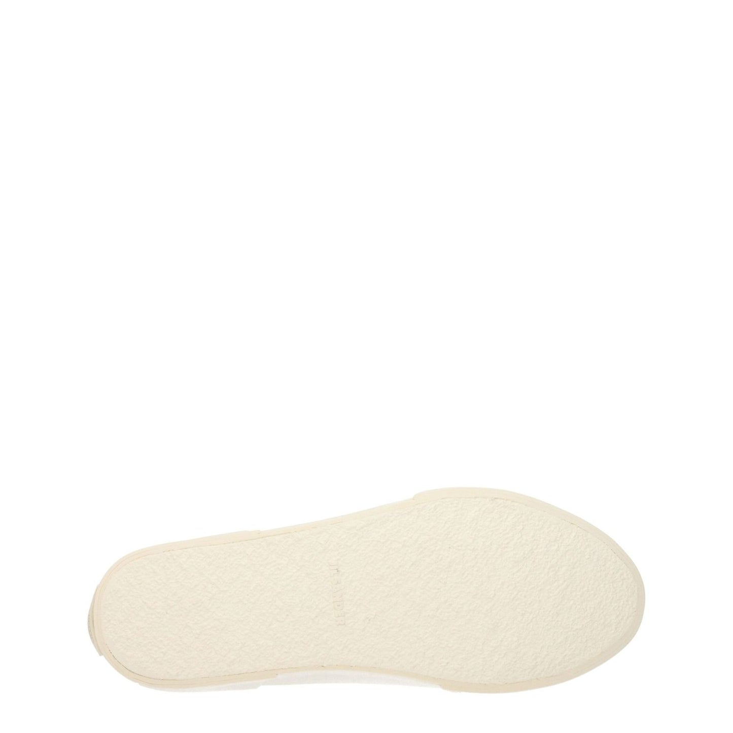 Sole view of Jil Sander Beige Fabric High Top Sneakers with rubber sole and round toe design.