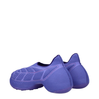 Givenchy Purple Fabric Slip-On Loafers with side logo and mid heels, featuring a round toe and fabric sole, style code F76942.