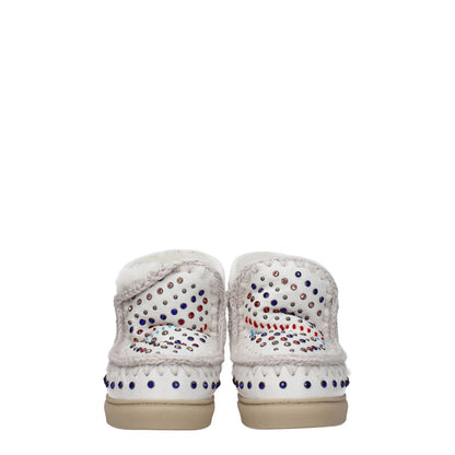 Mou White Leather Ankle Boots