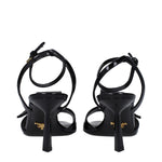Prada Black Leather Stiletto Heels Sandals