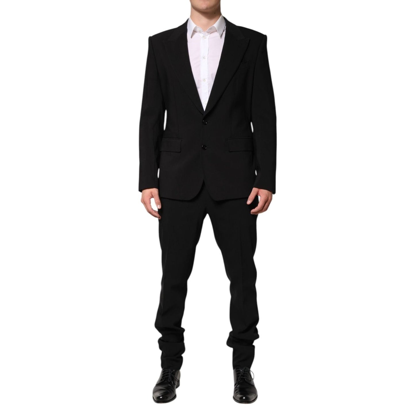 Dolce & Gabbana Black Cotton Single Breasted 2 Piece Suit
