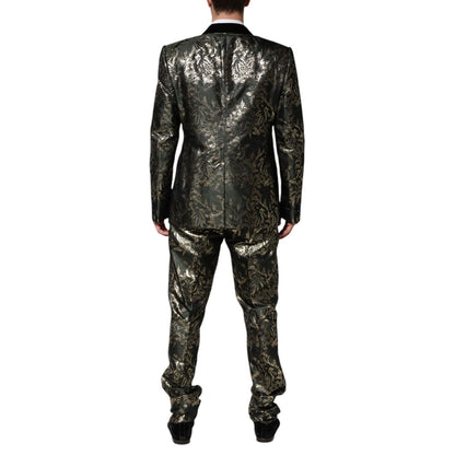 Dolce & Gabbana Metallic Floral Jacquard Silk 2 Piece Suit