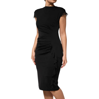 Roberto Cavalli Black Bodycon Short Sleeves Dress