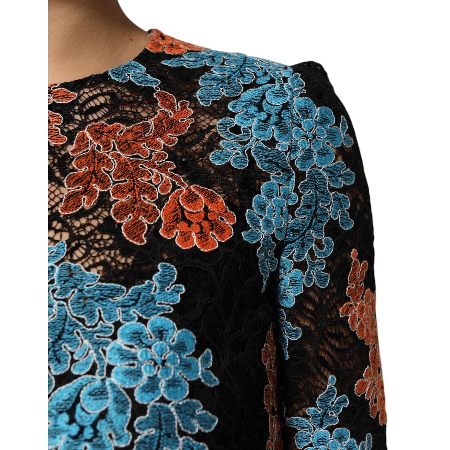 Dolce & Gabbana Multicolor Floral Embroidery Shift Mini Dress