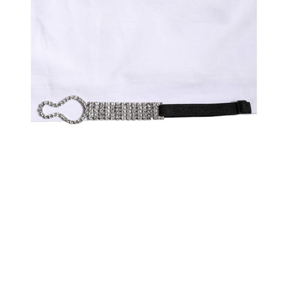 Dolce & Gabbana White Crystal Embellished Collared Shirt Top
