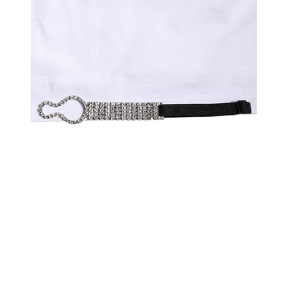 Dolce & Gabbana White Crystal Embellished Collared Shirt Top