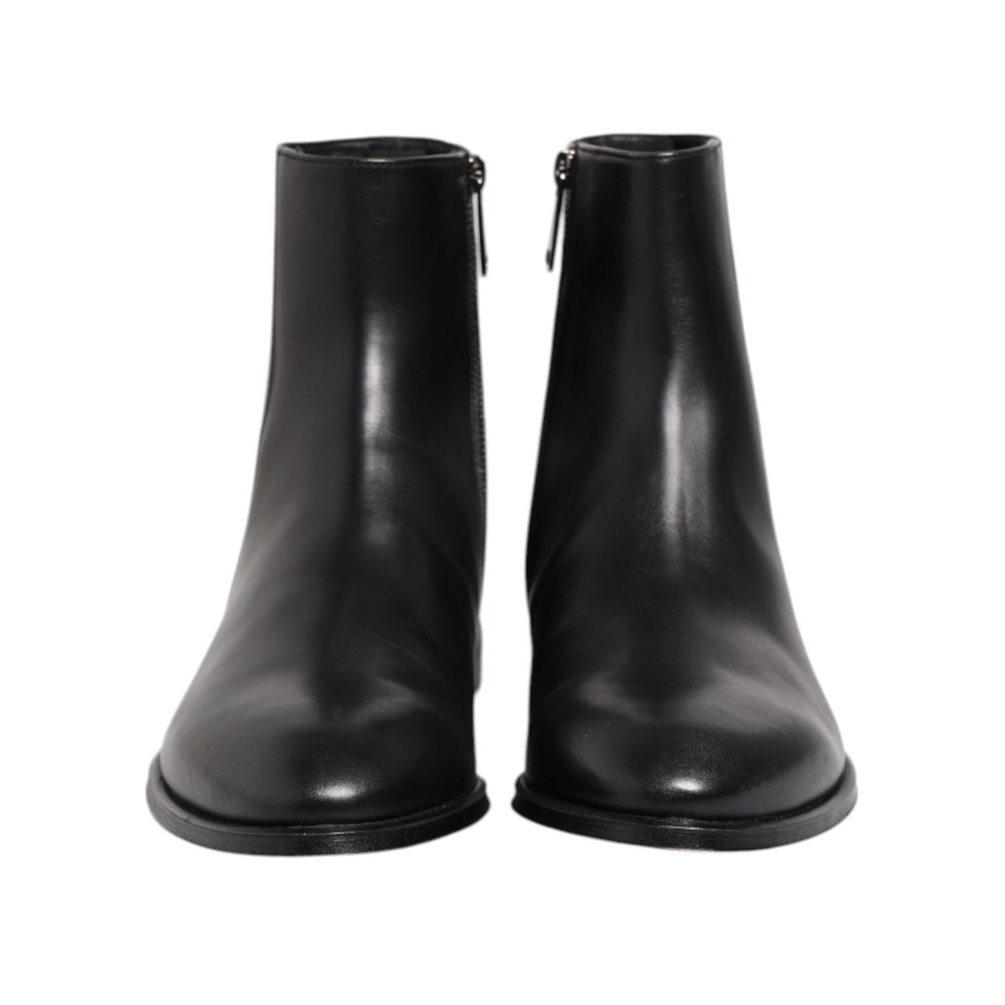 Dolce & Gabbana Black Leather Mid Calf Men Boots Shoes