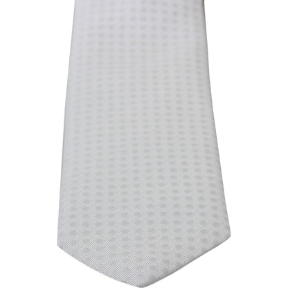 Dolce & Gabbana White Patterned Classic Mens Slim Necktie Tie Necktie