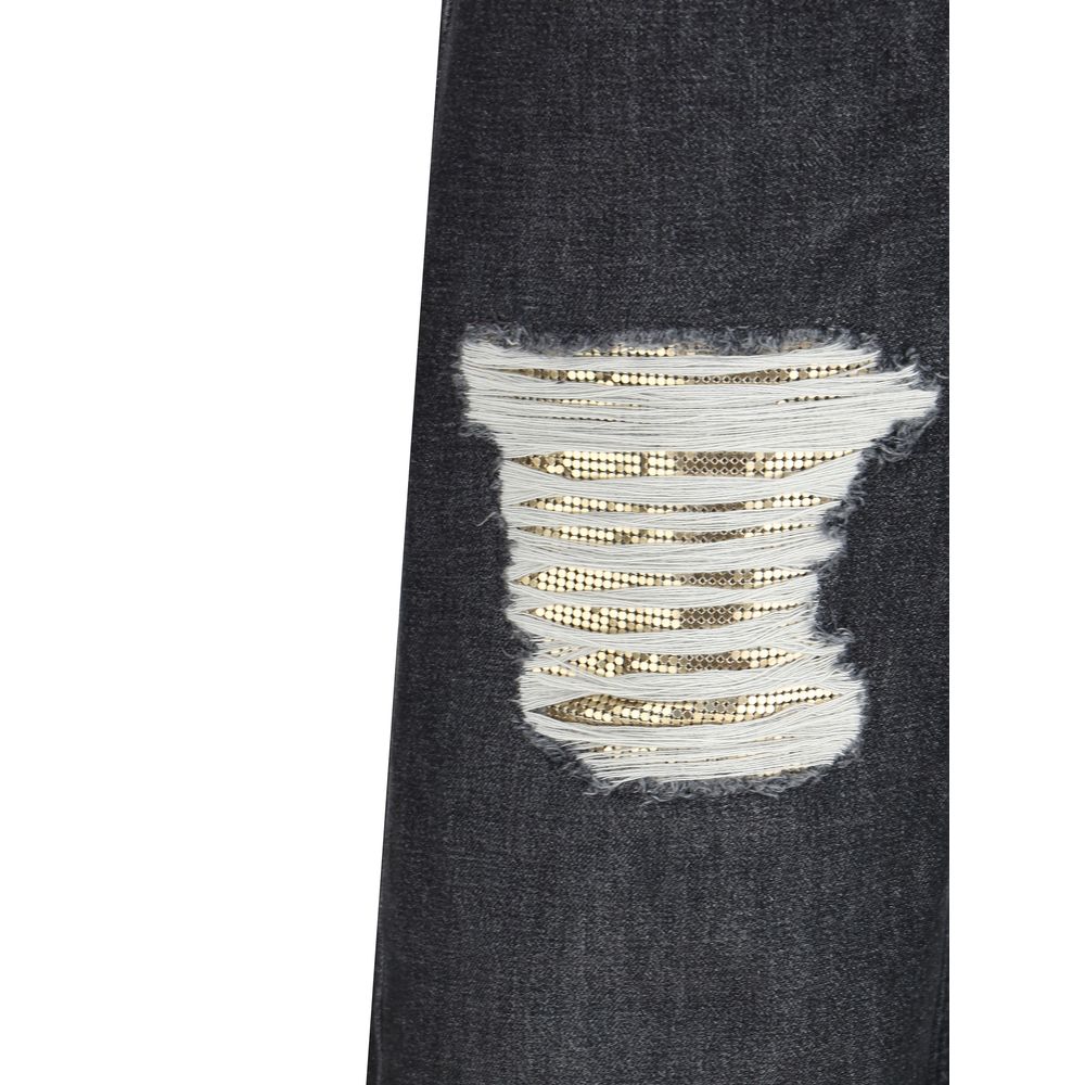 Versace Black Cotton Relaxed Fit Jeans