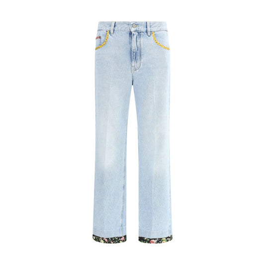 Valentino Light Blue Cotton Straight-Leg Jeans
