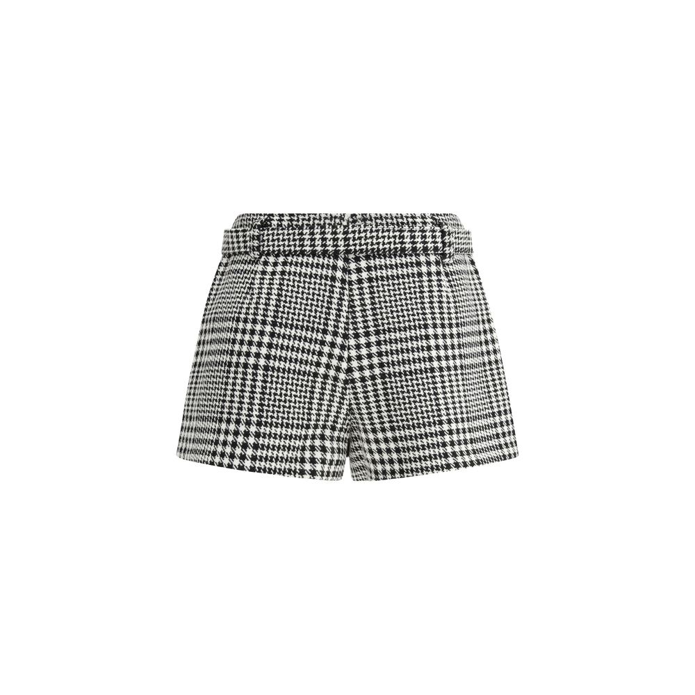 Self-Portrait Multicolor Polyester Short And Mini Shorts with houndstooth pattern, fitted style, side zipper, and removable belt.