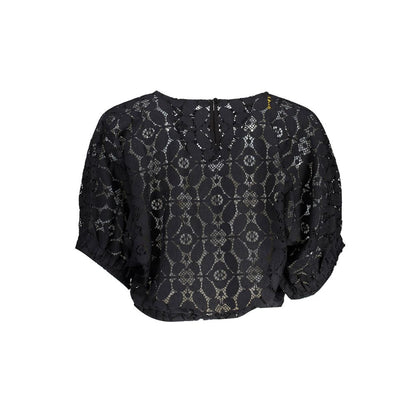 Desigual "Black Polyester Women Blouse with Contrasting Elastic Waistband"
