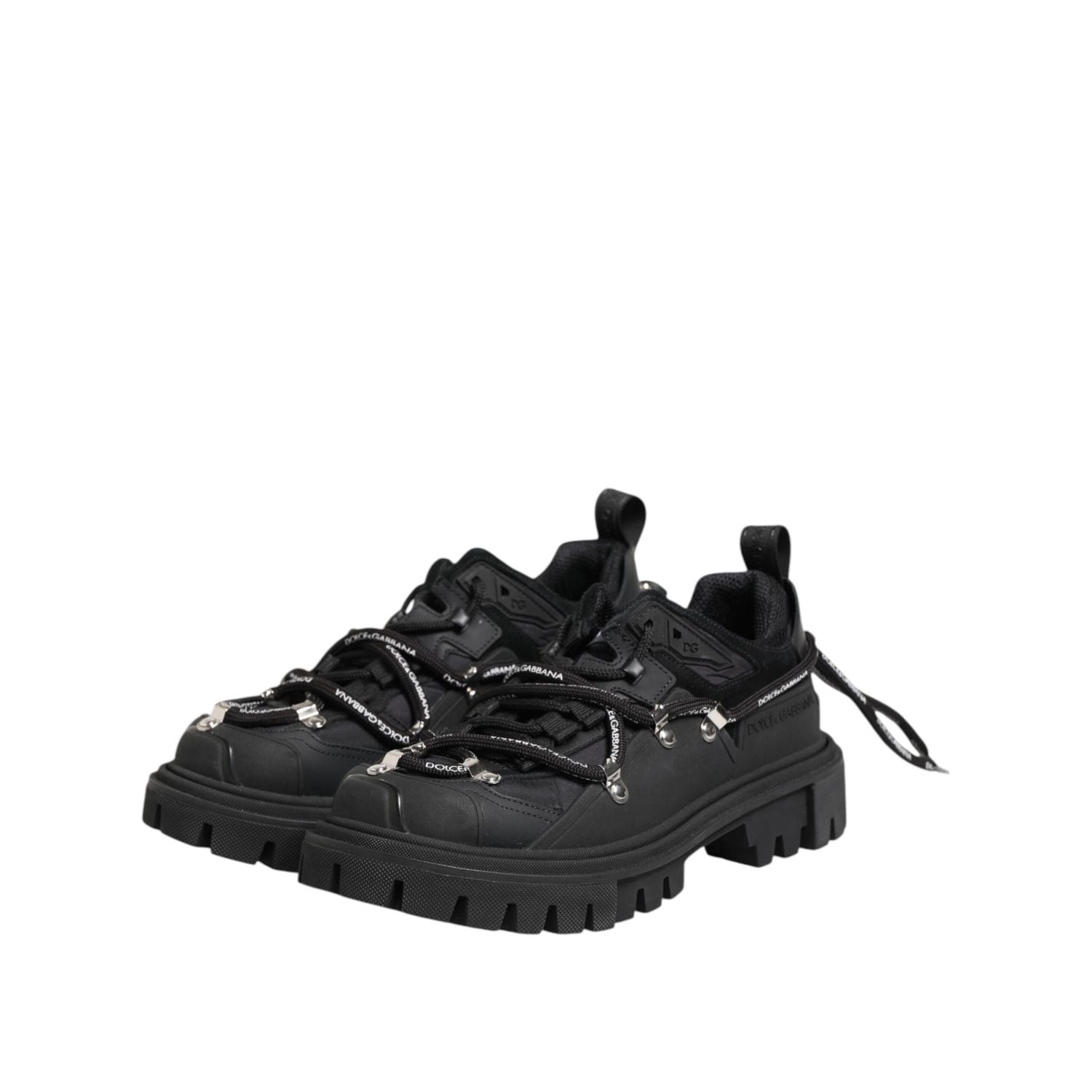 Dolce & Gabbana Black Low Top Lace Up Trekking Sneakers Shoes