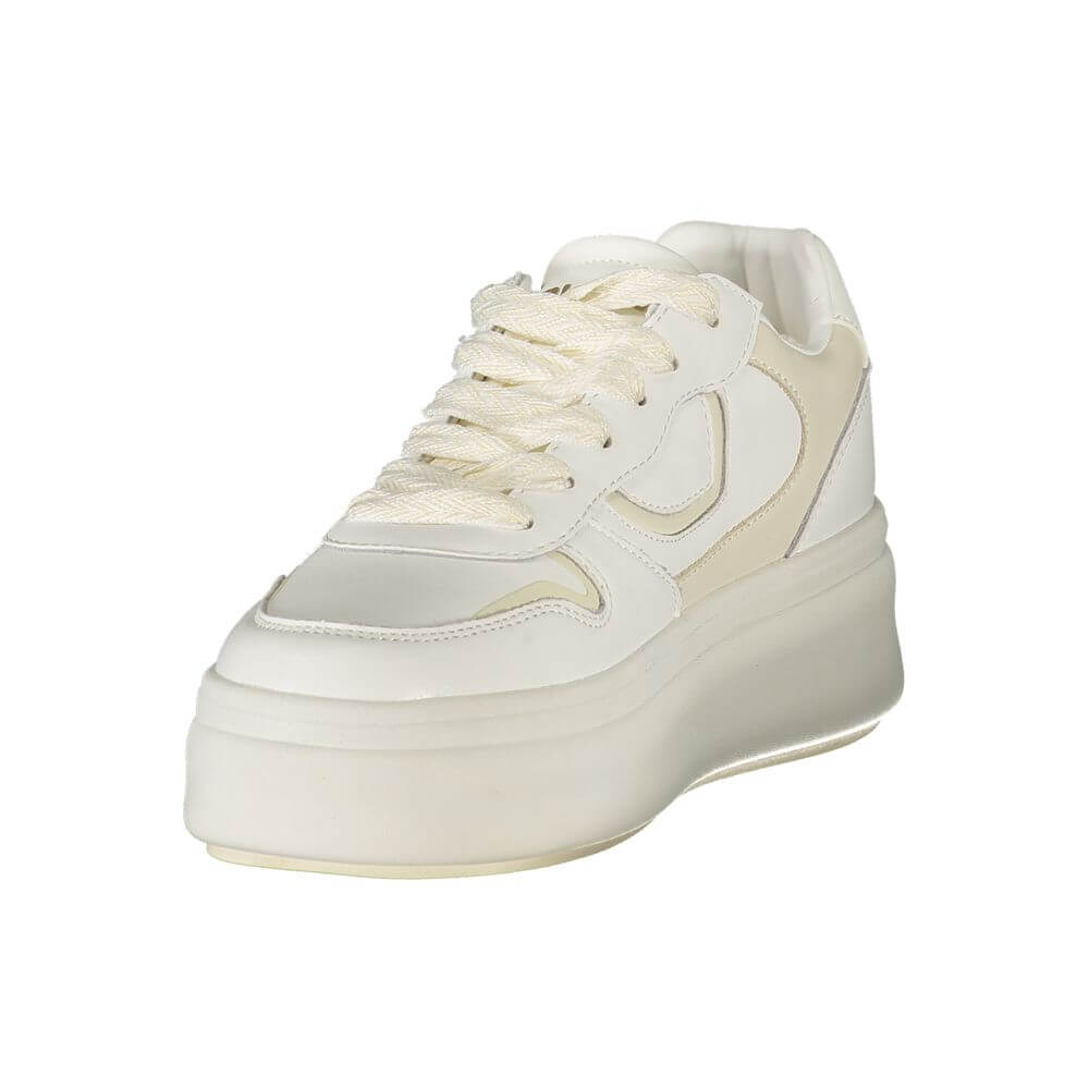 Blauer White Leather Women Sneaker with removable insole and extra laces for style and comfort, featuring the iconic brand logo.