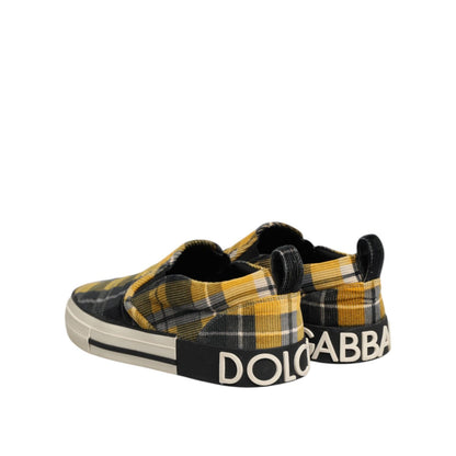 Dolce & Gabbana Multicolor Portofino Tartan Check Sneakers Shoes