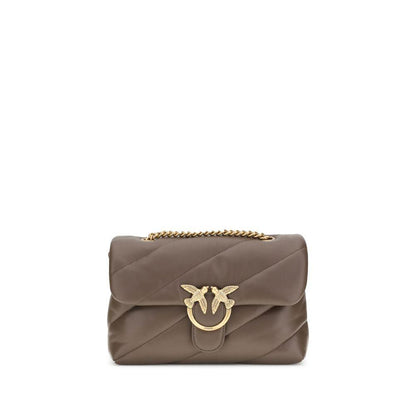 PINKO Brown Calf Leather Bos Taurus Shoulder Bag