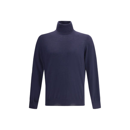 Brunello Cucinelli Blue Fleece Wool Turtleneck
