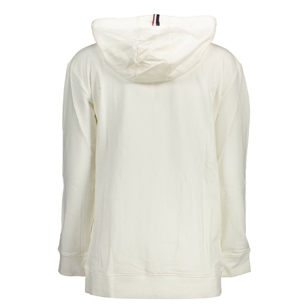 U.S. POLO ASSN. White Cotton Women Sweater with Hood and Pockets