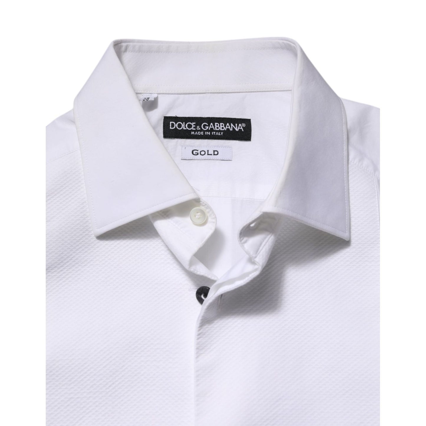 Dolce & Gabbana White Bib Cotton Poplin GOLD Men Formal Shirt