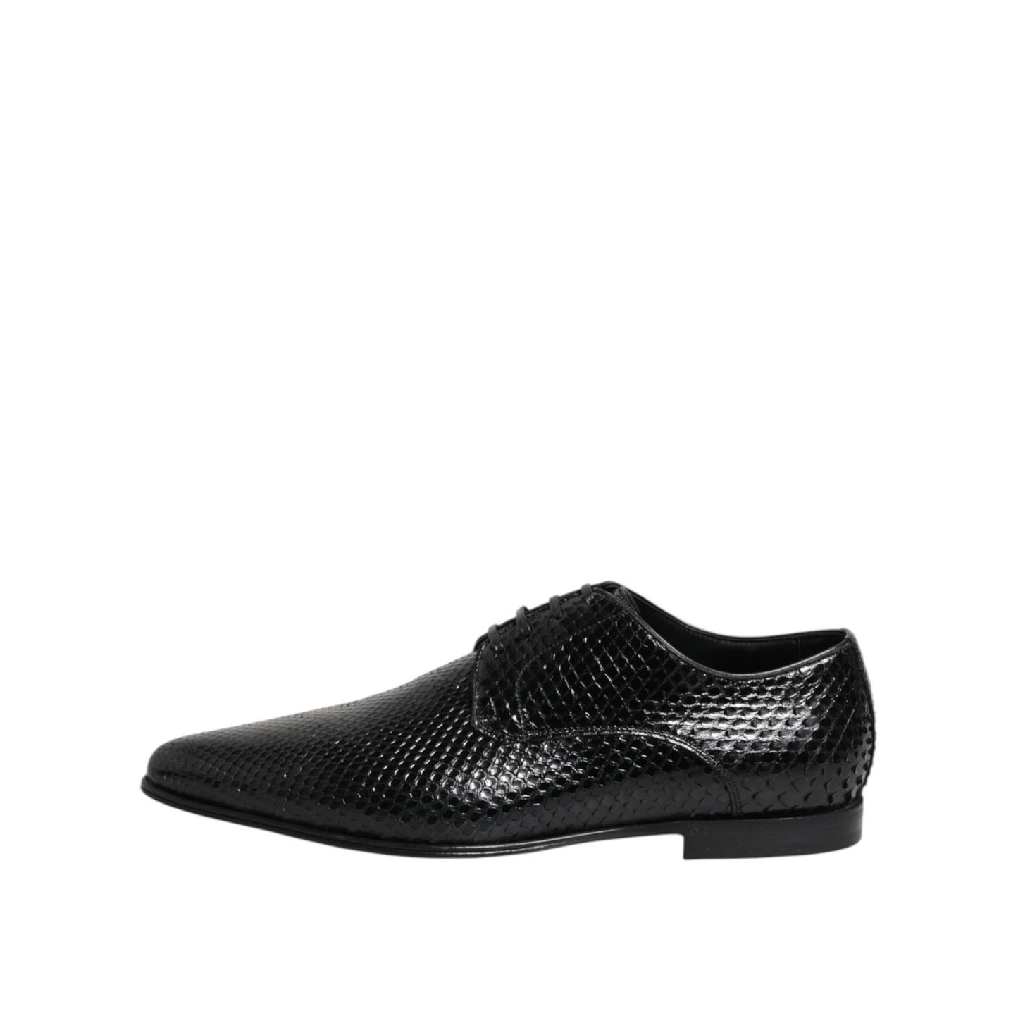 Dolce & Gabbana Black Exotic Leather Lace Up Derby Shoes