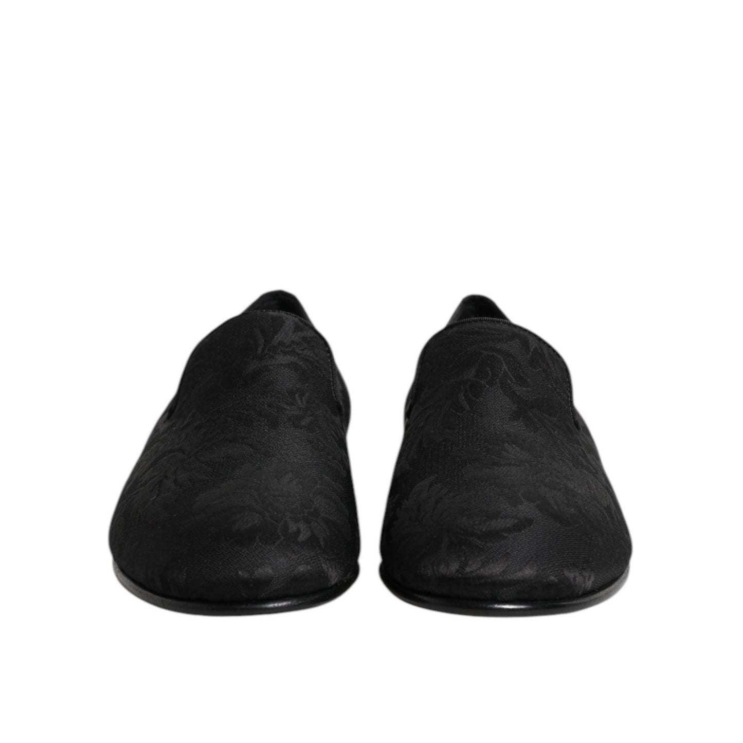 Dolce & Gabbana Black Floral Brocade Loafers Men Dress Shoes