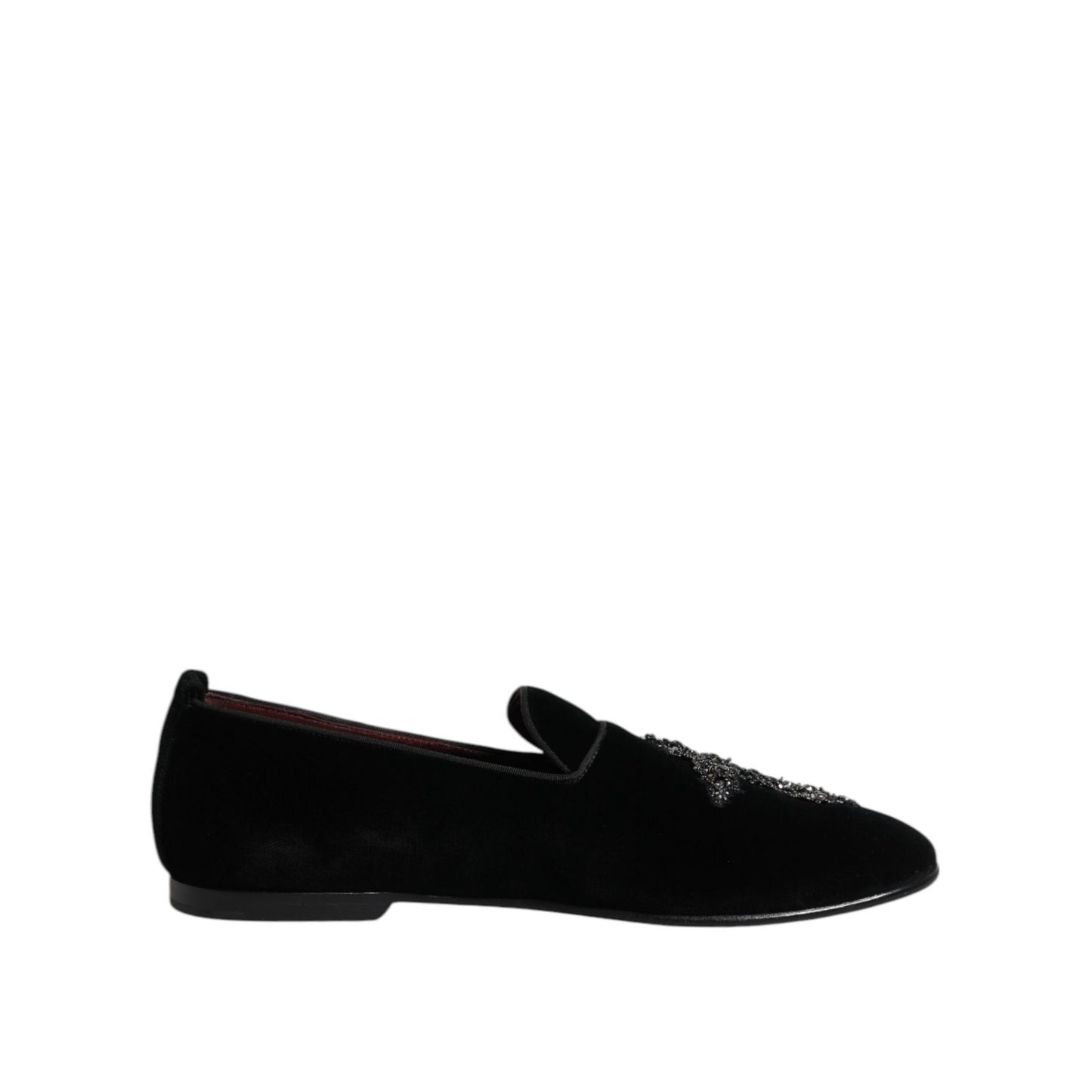 Dolce & Gabbana Black Suede Cross Slip On Loafers Dress Shoes