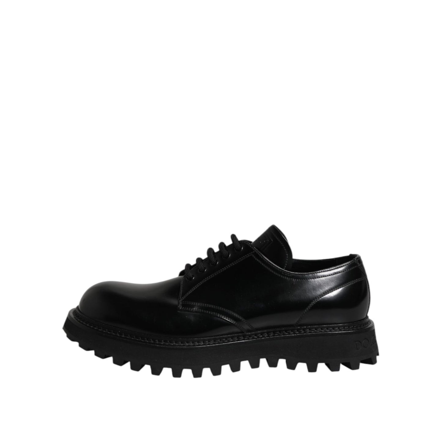Dolce & Gabbana Black Leather Lace Up Trekking Dress Shoes