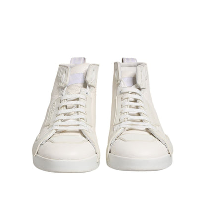 Dolce & Gabbana White Leather Mid Top Sneakers Shoes