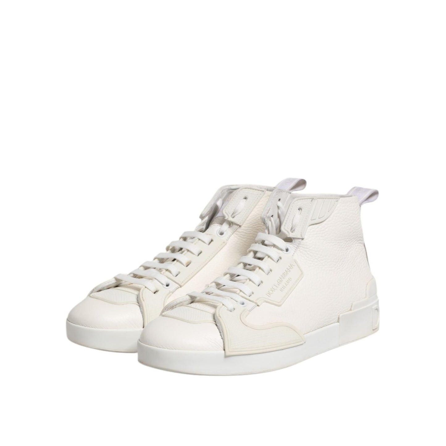 Dolce & Gabbana White Leather Mid Top Sneakers Shoes