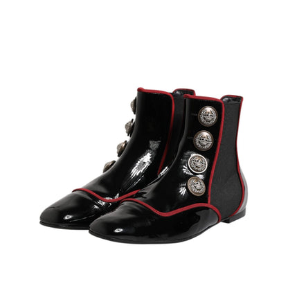 Dolce & Gabbana Black Jackie Buttoned Chelsea Boots Shoes