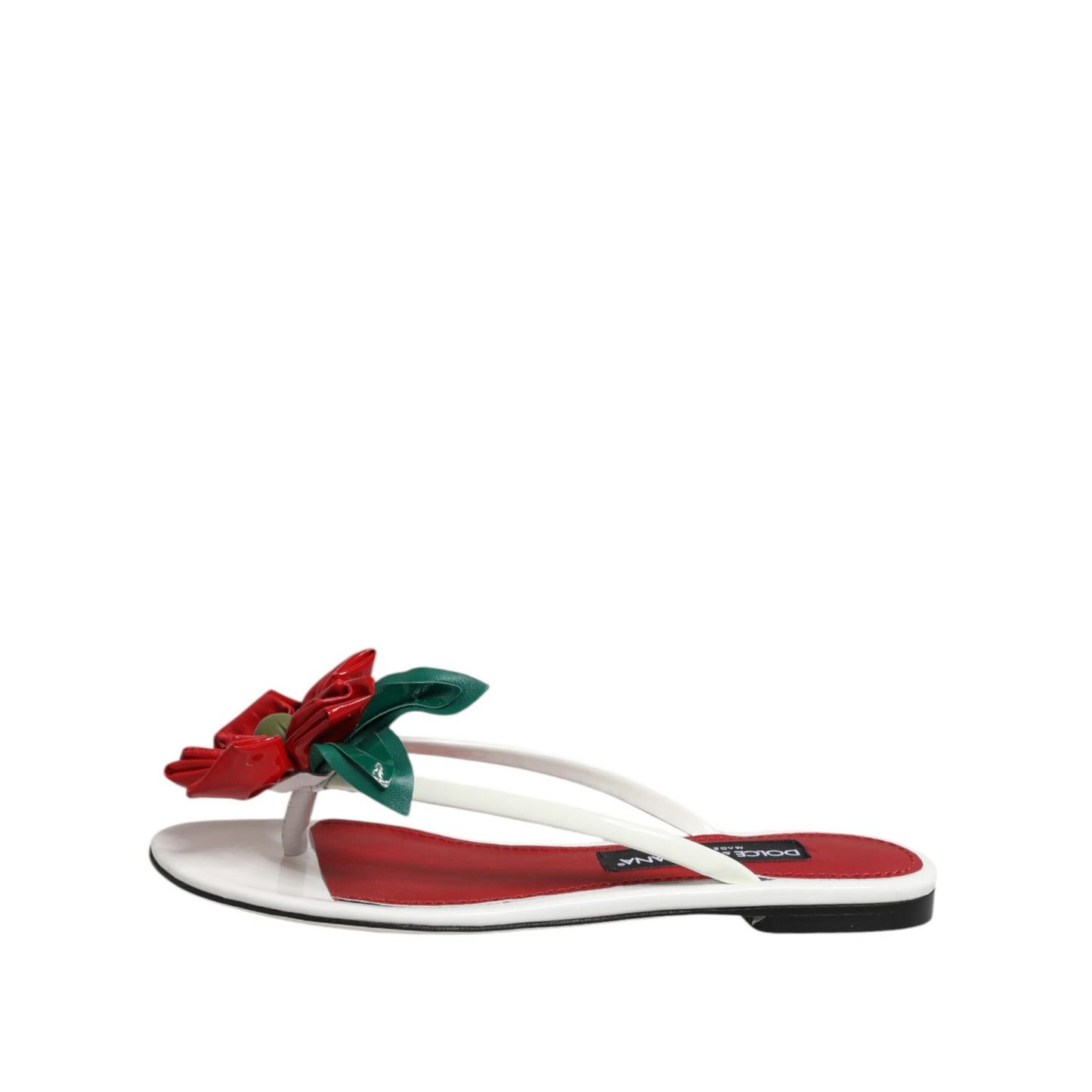 Dolce & Gabbana Red White KEIRA Flower Leather Sandals Shoes