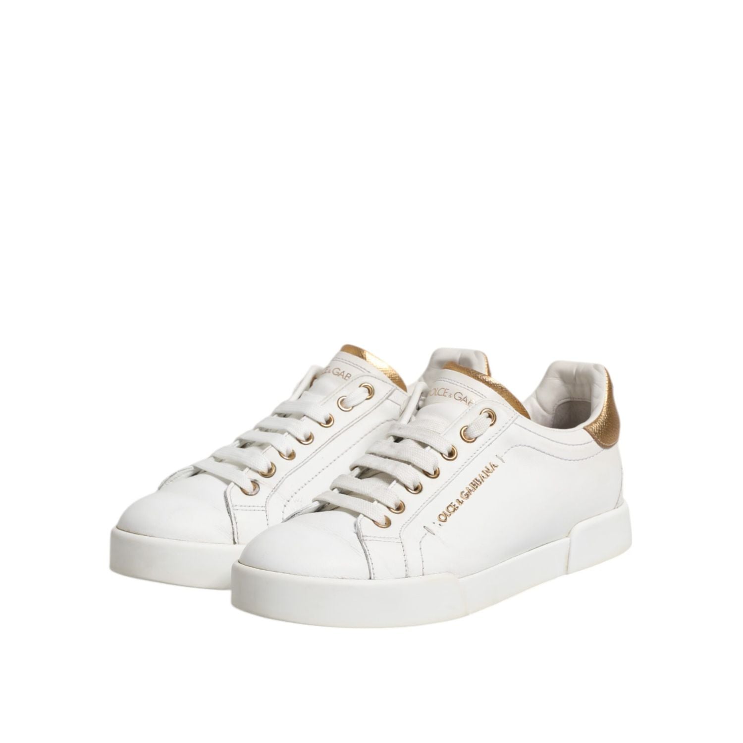 Dolce & Gabbana White Leather Low Top Women Sneakers Shoes