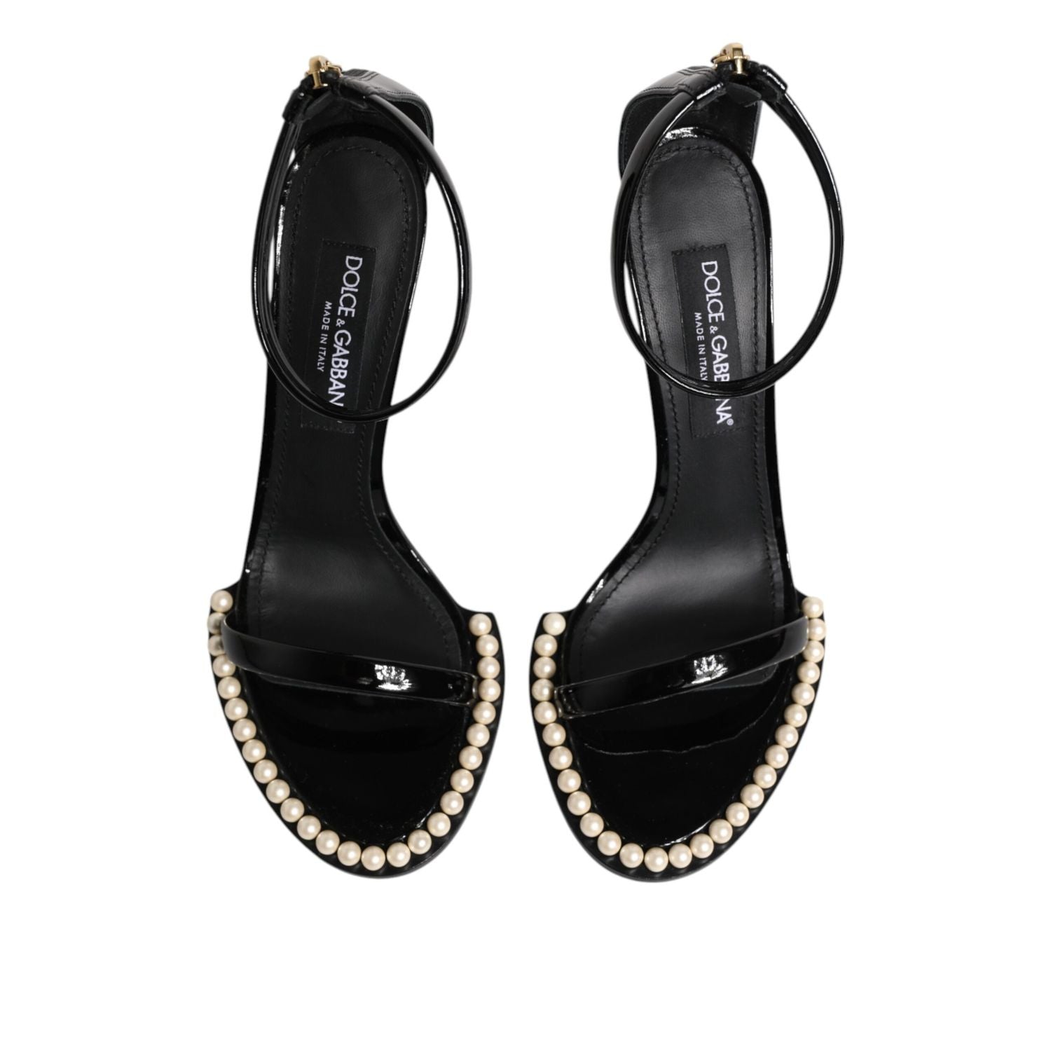 Dolce & Gabbana Black KEIRA Pearl Embellished Sandals Shoes