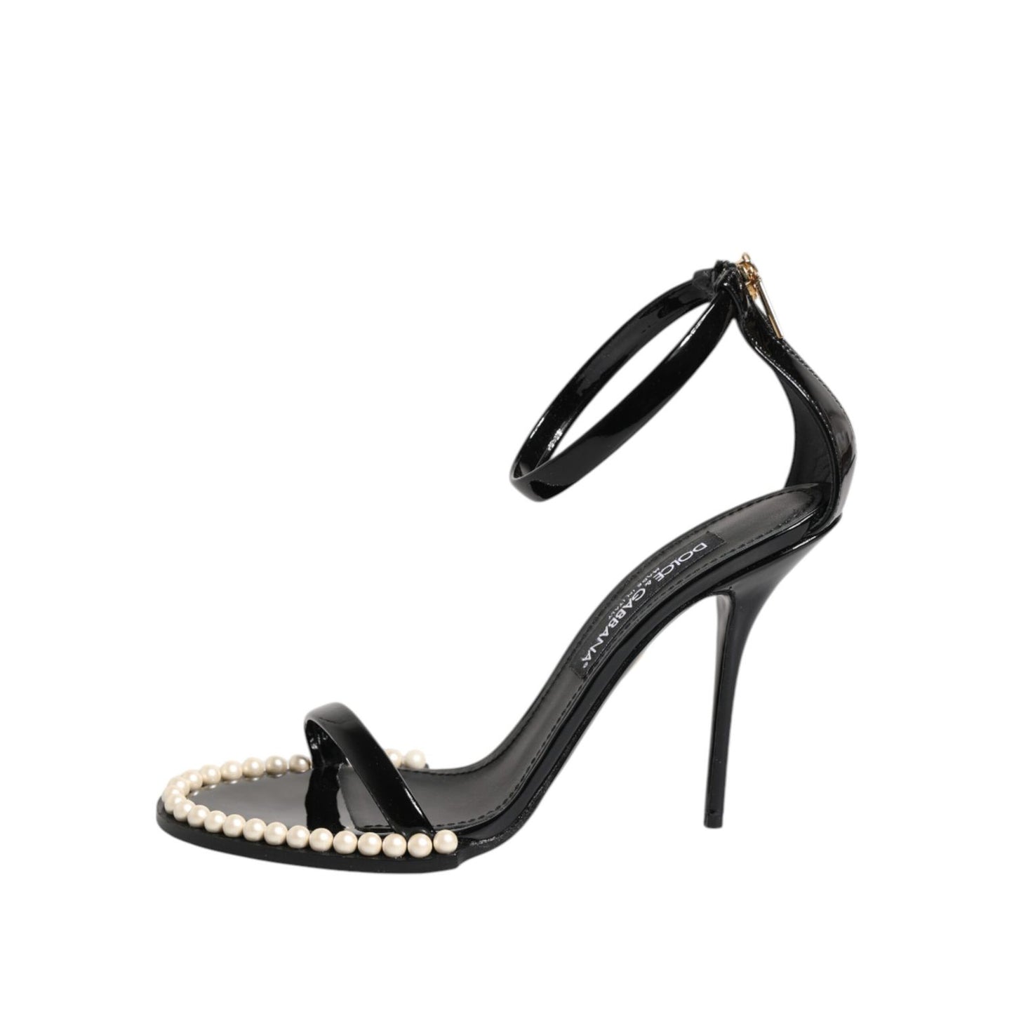 Dolce & Gabbana Black KEIRA Pearl Embellished Sandals Shoes