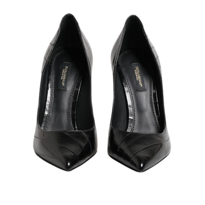 Dolce & Gabbana Black Leather Stiletto High Heels Pumps Shoes