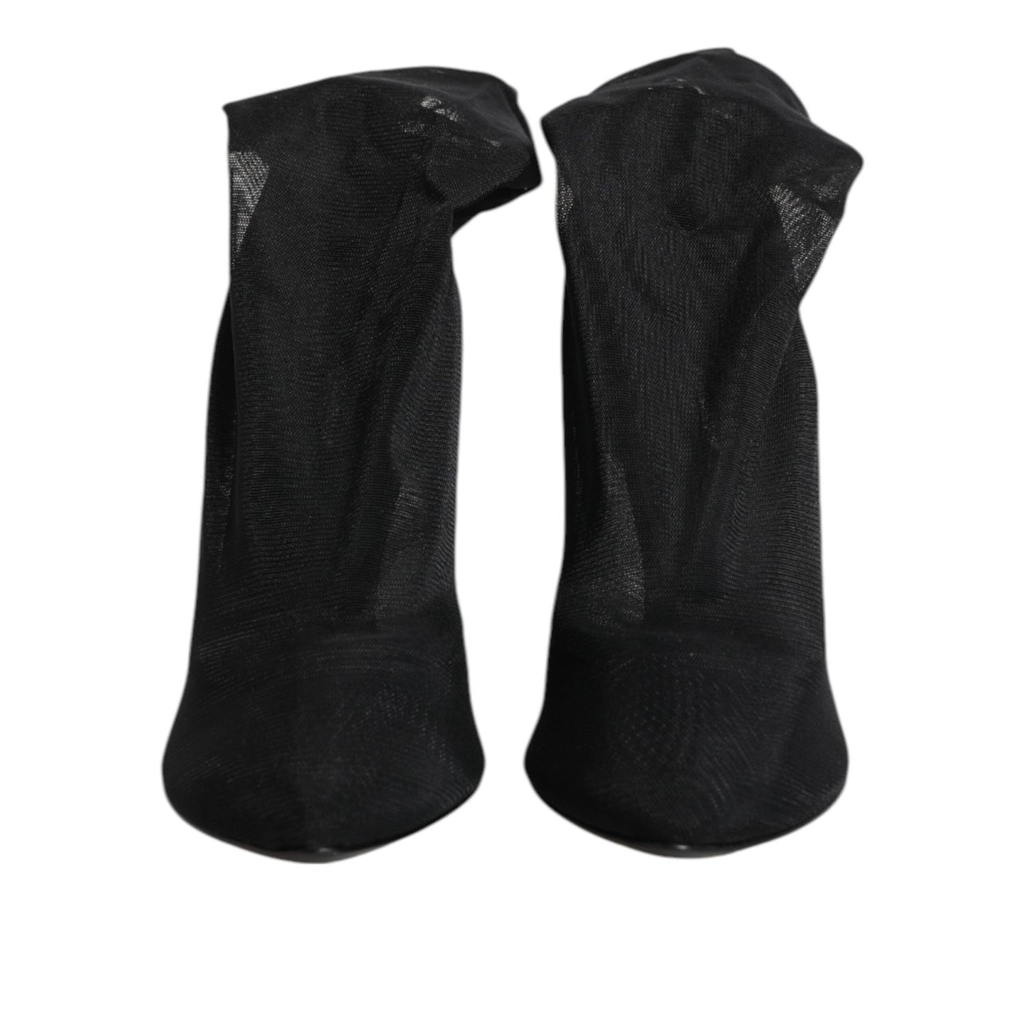Dolce & Gabbana Black Silk Stretch Mesh Sock Boots Shoes