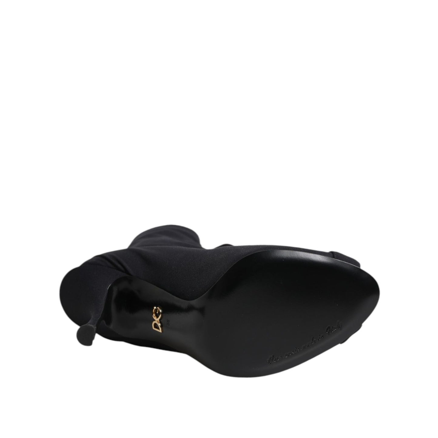 Dolce & Gabbana Black Stiletto Heels Lace Up Boots Shoes