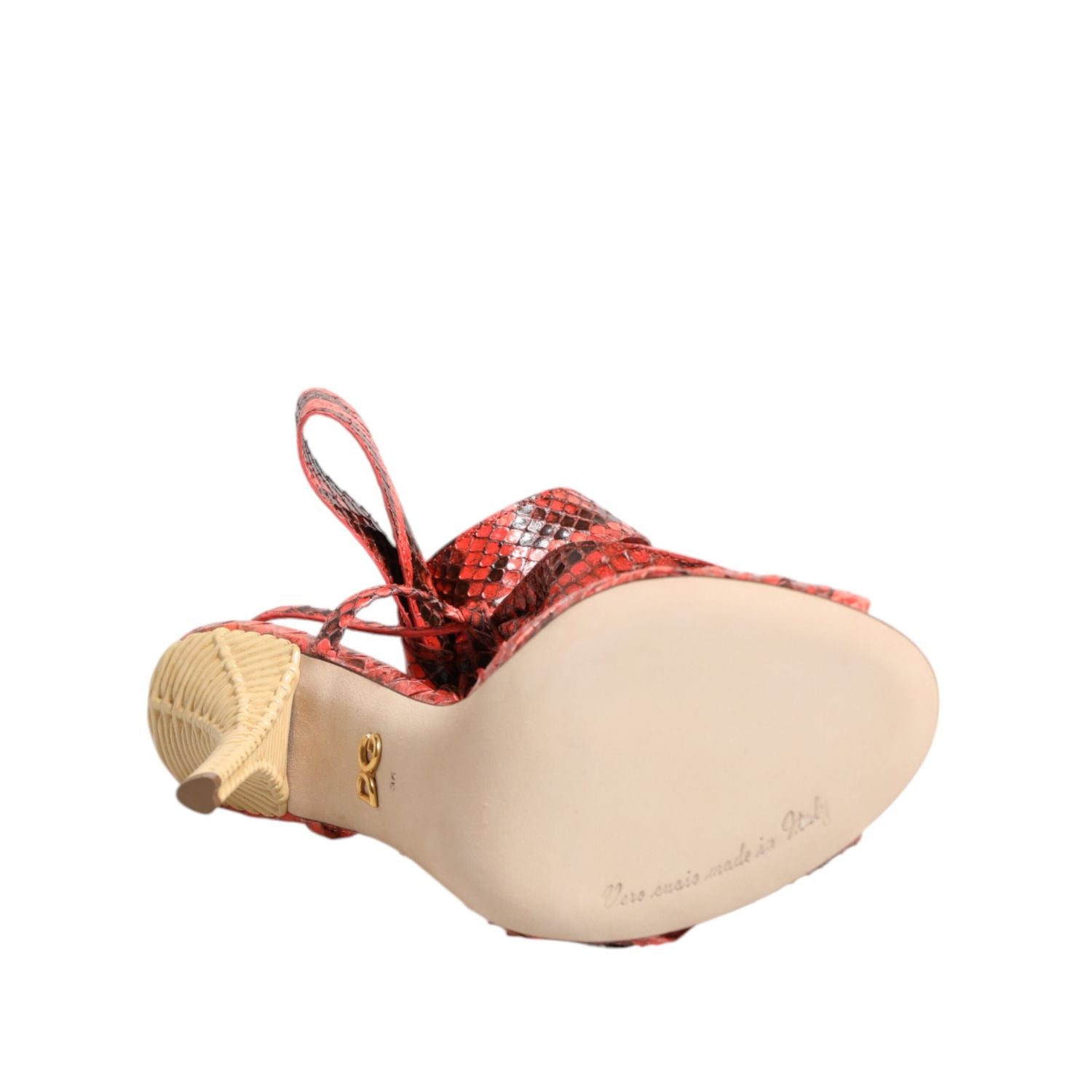 Dolce & Gabbana Coral Python Leather Heels Sandals Shoes