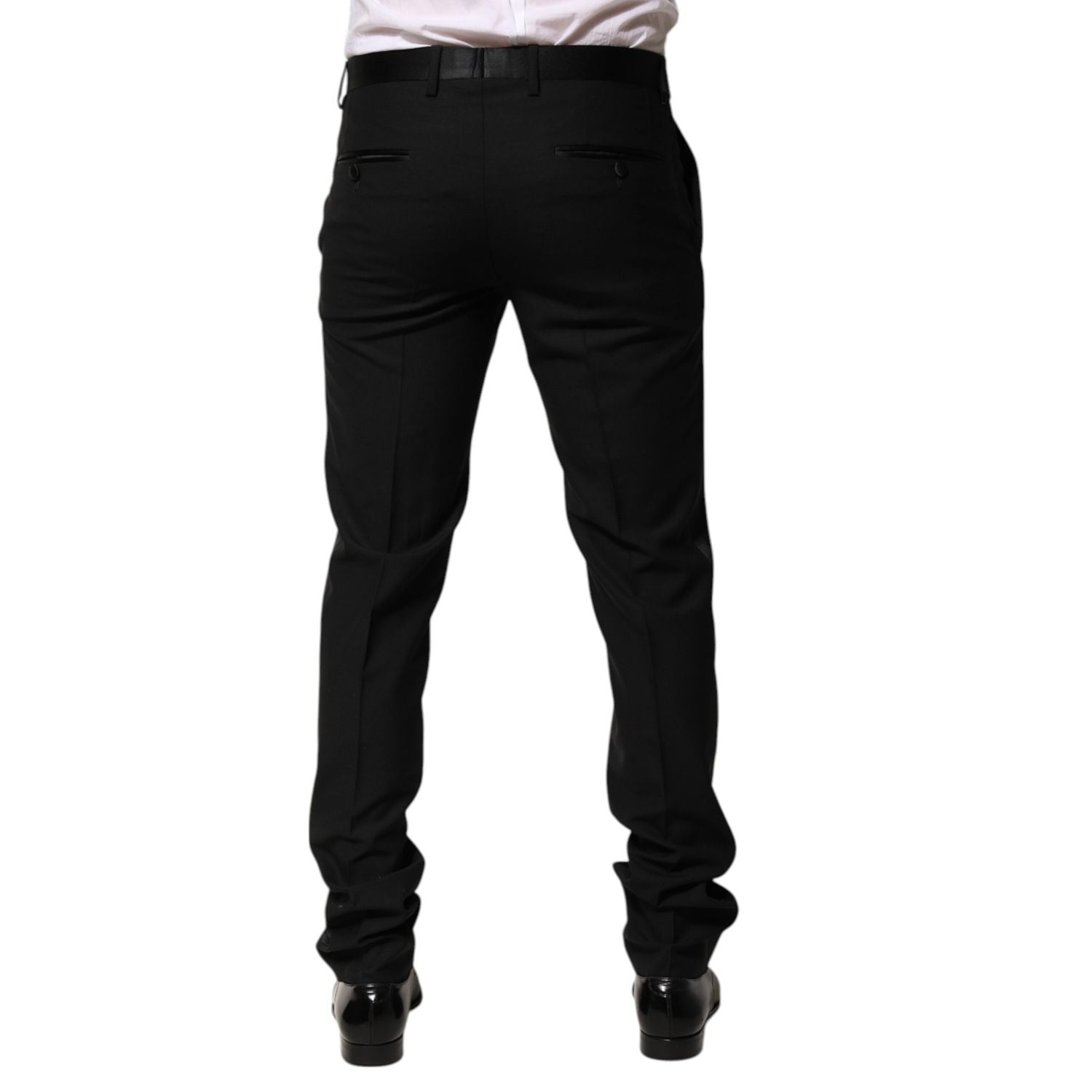 Dolce & Gabbana Black Wool Tapered Formal Men Dress Pants