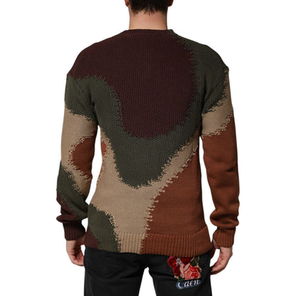 Dolce & Gabbana Multicolor Cotton Abstract Men Pullover Sweater