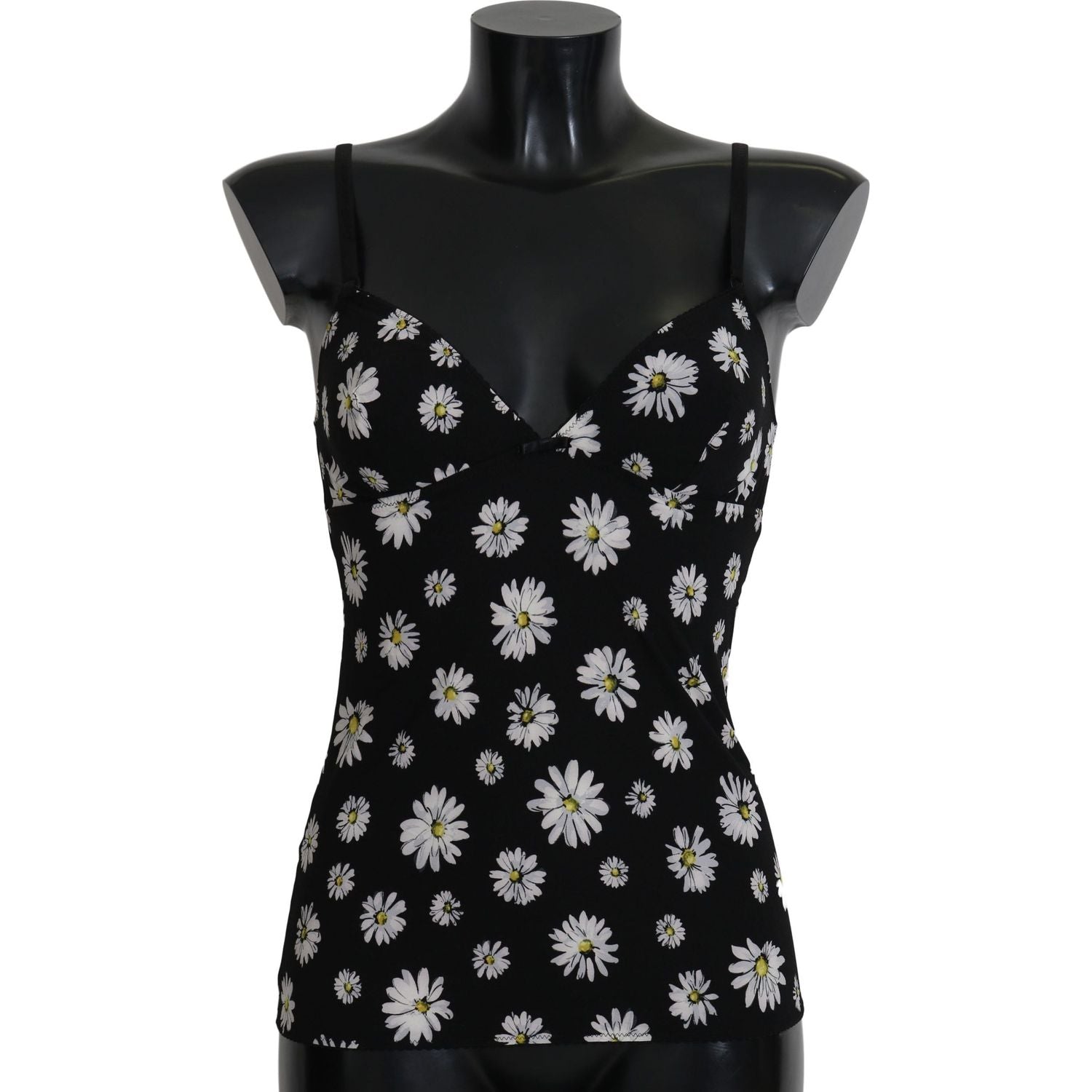 Dolce & Gabbana Black Daisy Print Dress Lingerie Chemisole