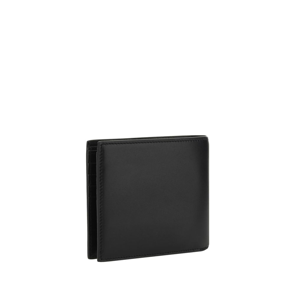 Saint Laurent Black Calf Leather Bos Taurus Wallet with monogram, billfold design, and card slots, made of 100% calfskin. Season: AW25.